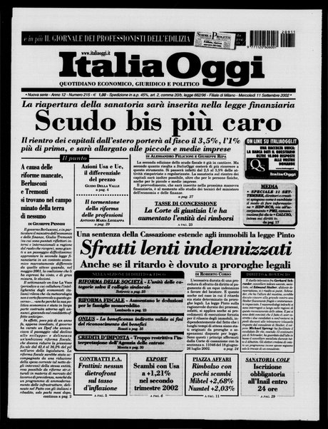 Italia oggi : quotidiano di economia finanza e politica